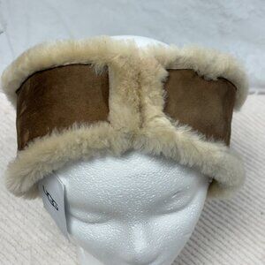 NEW-UGG-Women-Sheepskin Reversble Headband Chesnut color.China.